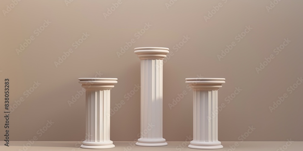 a image of three white pillars with a beige background a image of three white pillars with a beige background