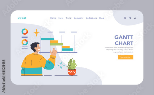 Project management concept. Flat vector illustration