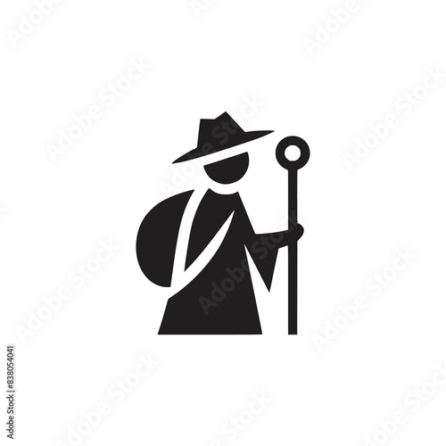 pilgrim man ritual culture religion logo vector illustration template design