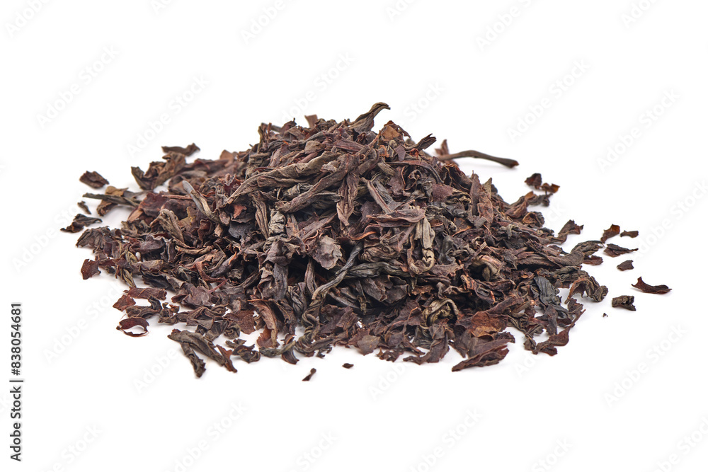 Dry black tea leaves, isolated on white background Dry black tea leaves, isolated on white background