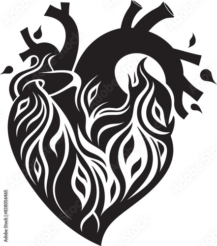 Elegant Minimalist Heart Graphic Symbol Abstract Human Heart Iconic Graphic