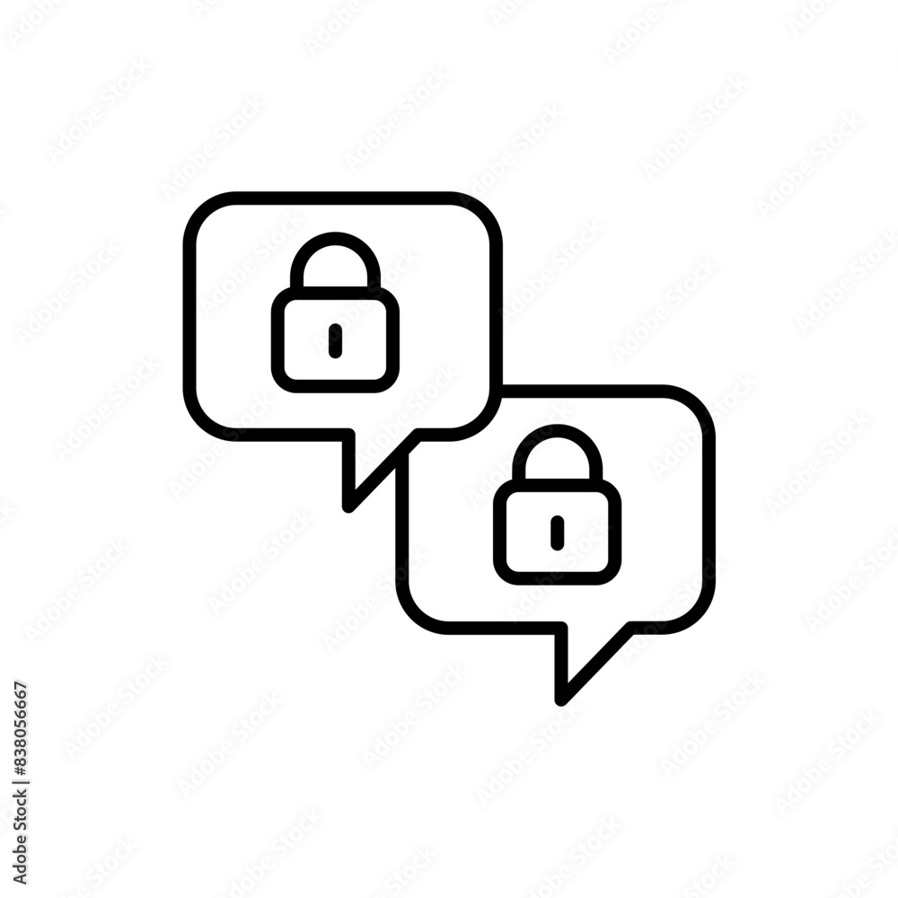 Locked chat outline icons, minimalist vector illustration ,simple transparent graphic element .Isolated on white background Locked chat outline icons, minimalist vector illustration ,simple transparent graphic element .Isolated on white background