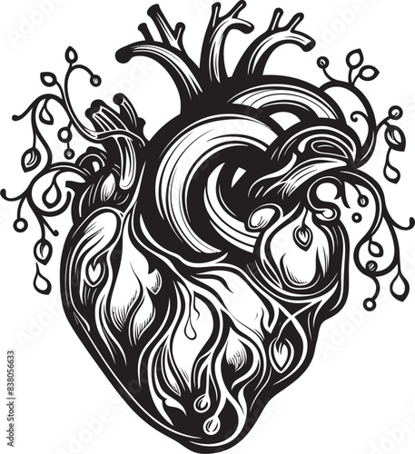 Minimal Artistic Heart Icon Iconic Graphic Linear Abstract Design Heart Emblem