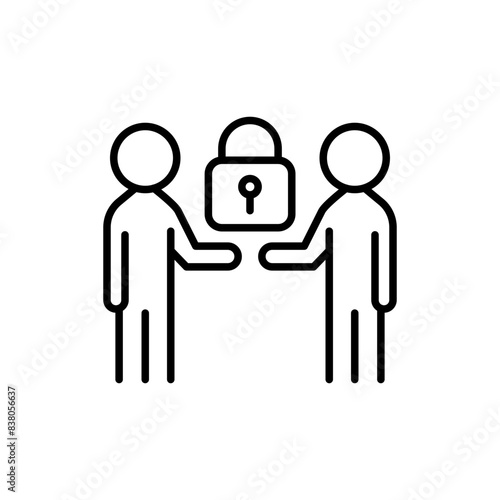 Locked relation outline icons, minimalist vector illustration ,simple transparent graphic element .Isolated on white background