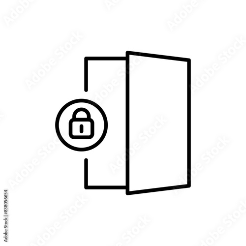 Locked door outline icons, minimalist vector illustration ,simple transparent graphic element .Isolated on white background