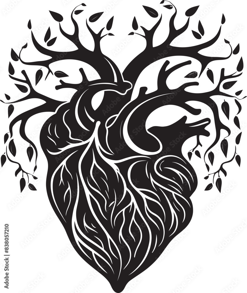Fototapeta premium Minimal Artistic Heart Graphic Symbol Linear Heart Icon Abstract Emblem
