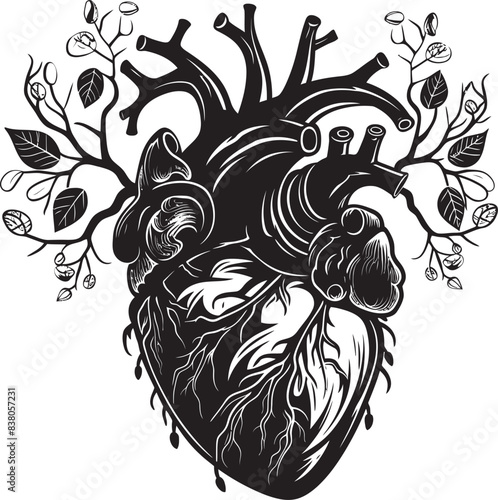 Abstract Human Heart Design Graphic Simple Heart Icon Iconic Emblem