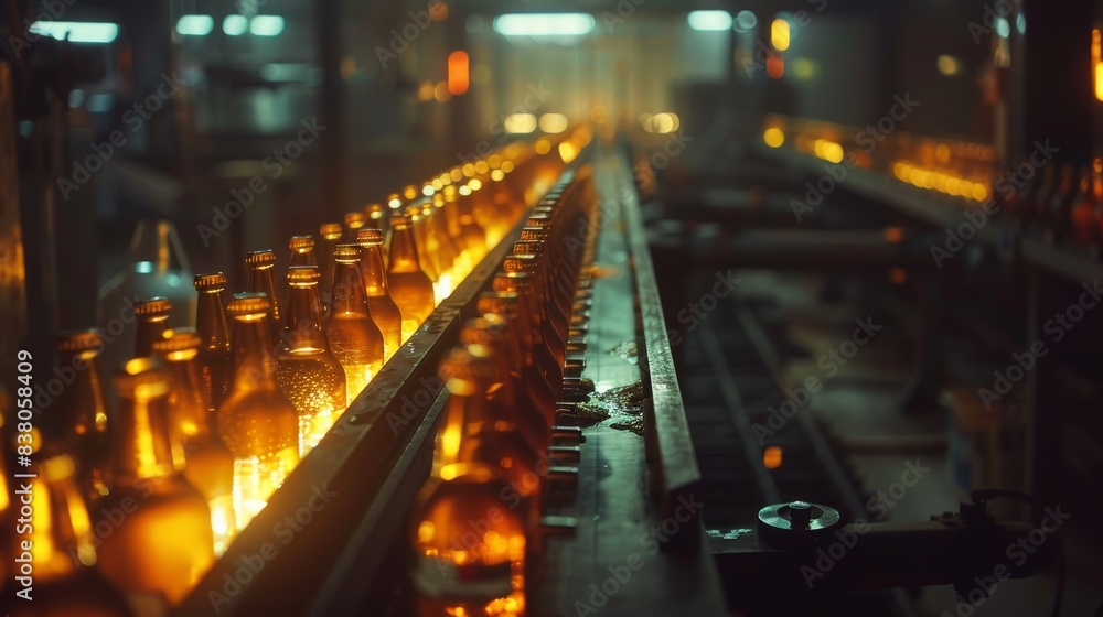 Beer bottles on the conveyor belt, alcohol, beer, drink, beverage, bottles, cold, glass, brewery, water, Factory, liquor, pub, industry. Beer bottles on the conveyor belt, alcohol, beer, drink, beverage, bottles, cold, glass, brewery, water, Factory, liquor, pub, industry.