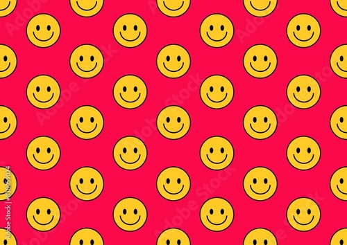 Yellow emoticon. Yellow emoticon on a colored background. Smiley Seamless pattern with a smiley face. Smile pattern