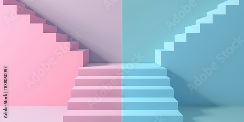 Pastel Geometric Staircase Art