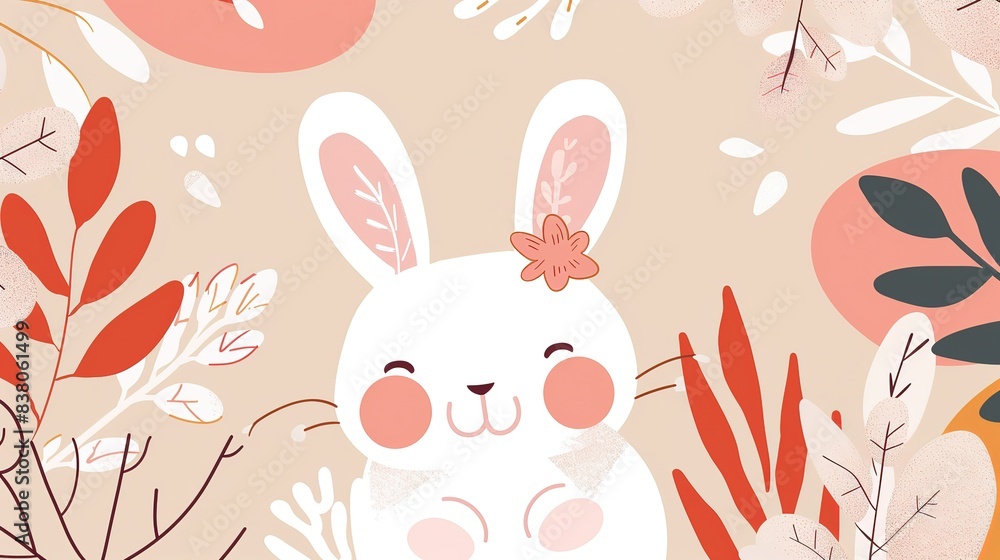 Obraz premium rabbit minimal animal cartoon nursery background