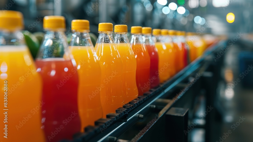 product bottles fruit juice on the conveyor belt in the beverage factory, industrial, manufacture, production, line, plant, technology, juice, machine, machinery, equipment, automated product bottles fruit juice on the conveyor belt in the beverage factory, industrial, manufacture, production, line, plant, technology, juice, machine, machinery, equipment, automated