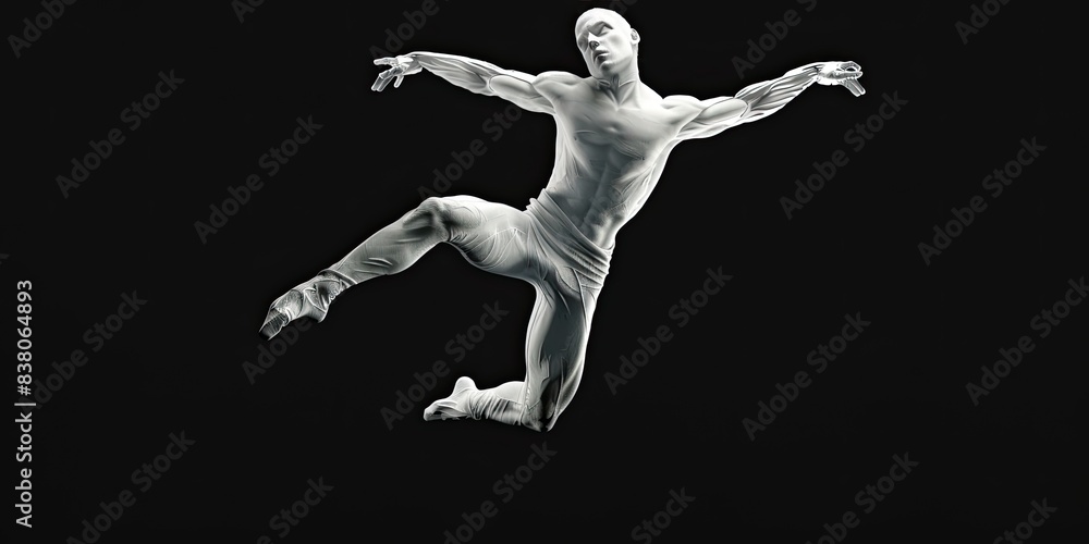 Abstract White Figure in Mid-Jump Abstract White Figure in Mid-Jump