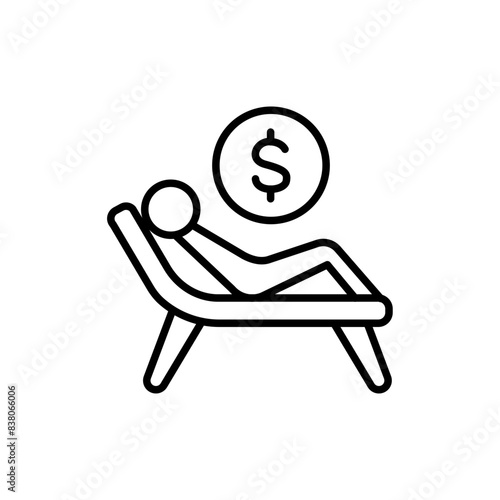 Passive income outline icons, minimalist vector illustration ,simple transparent graphic element .Isolated on white background