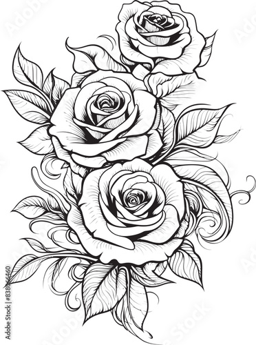 Wallpaper Mural Artistic Bouquet Design Stylish Emblem Minimalistic Rose Outline Contemporary Floral Logo Torontodigital.ca