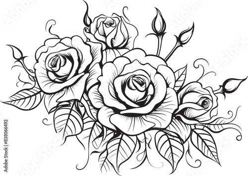 Wallpaper Mural Stylish Flower Outline Minimalistic Emblem Linear Rose Design Contemporary Floral Concept Torontodigital.ca