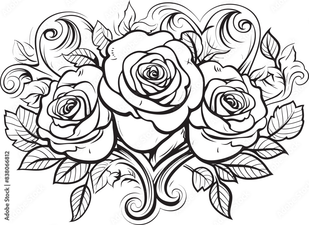 custom made wallpaper toronto digitalLinear Bouquet Icon Minimalistic Representation Sleek Rose Emblem Modern Floral Logo