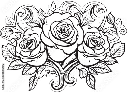 Wallpaper Mural Linear Bouquet Icon Minimalistic Representation Sleek Rose Emblem Modern Floral Logo Torontodigital.ca