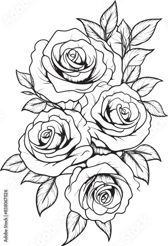 Wallpaper Mural Minimal Bouquet Sketch Stylish Symbol Linear Rose Emblem Minimalistic Floral Design Torontodigital.ca