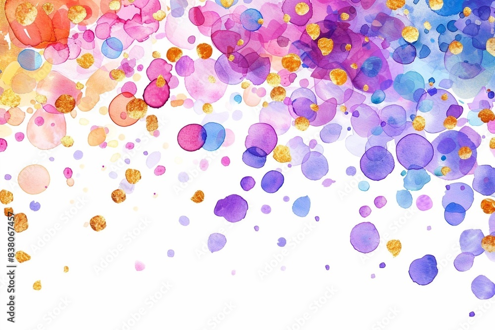 Confetti background, Confetti card background frame, Watercolor illustration with copy space, greeting cards, stationery design Confetti background, Confetti card background frame, Watercolor illustration with copy space, greeting cards, stationery design