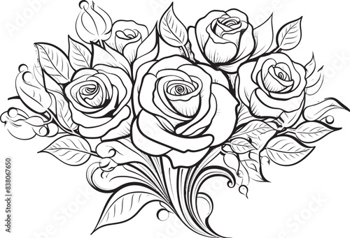 Wallpaper Mural Abstract Floral Sketch Minimalistic Floral Design Elegant Rose Bouquet Sleek Floral Icon Torontodigital.ca