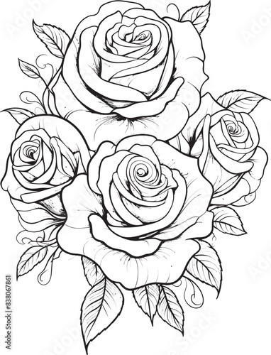 Wallpaper Mural Elegant Floral Sketch Minimalistic Symbol Minimal Design of Roses Stylish Floral Logo Torontodigital.ca