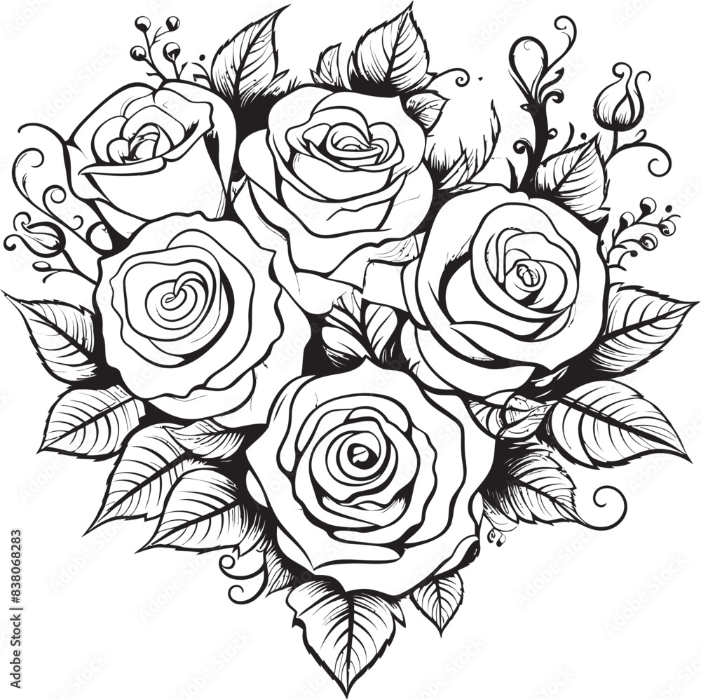 custom made wallpaper toronto digitalGeometric Floral Outline Iconic Rose Logo Minimalist Bouquet Sketch Elegant Floral Emblem