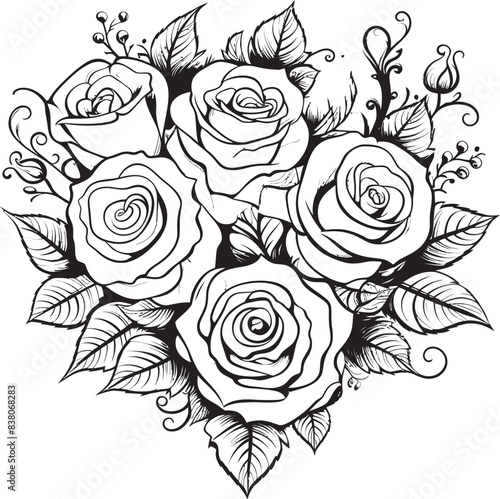 Wallpaper Mural Geometric Floral Outline Iconic Rose Logo Minimalist Bouquet Sketch Elegant Floral Emblem Torontodigital.ca