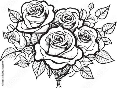 Wallpaper Mural Simple Outline Art Graphic Floral Symbol Modern Rose Symbol Minimalistic Emblem Torontodigital.ca