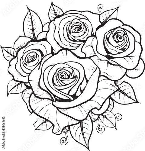 Wallpaper Mural Sleek Outline of Roses Minimalistic Icon Abstract Floral Icon Elegant Emblem of Roses Torontodigital.ca