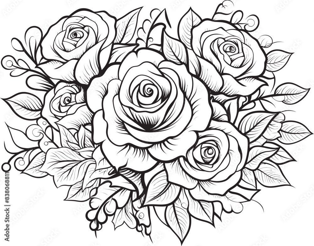 Fototapeta premium Elegant Rose Symbol Iconic Bouquet Minimal Flower Design Stylish Emblem