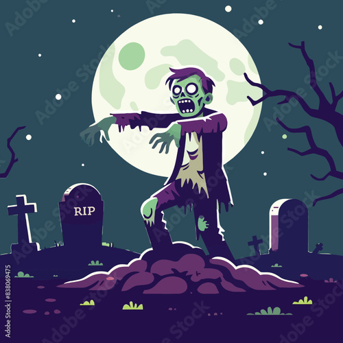 Cartoon of a zombie rising from the grave
