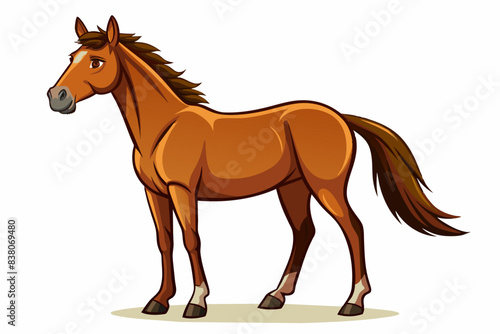 Elegant brown horse illustration on white background. concept of equine beauty, majestic animal, equestrian themes, minimalist style. print, icon, logo, element for design.