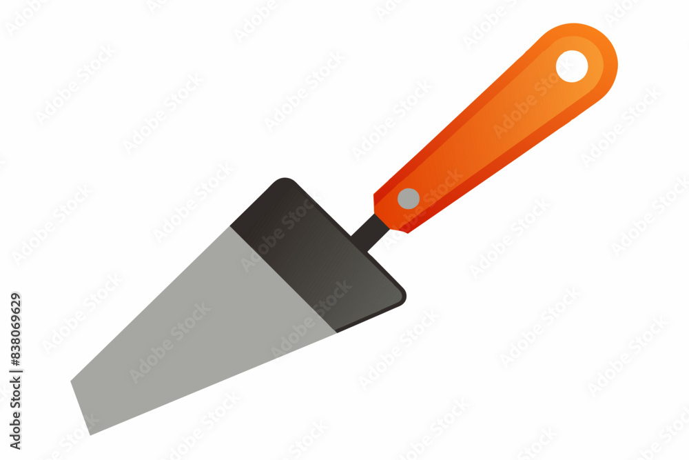 Putty knife isolated on white background. Hand tool for construction, wallpaper scraping, and filling cracks. Concept of home improvement, minimalistic design, practical utility. Putty knife isolated on white background. Hand tool for construction, wallpaper scraping, and filling cracks. Concept of home improvement, minimalistic design, practical utility.