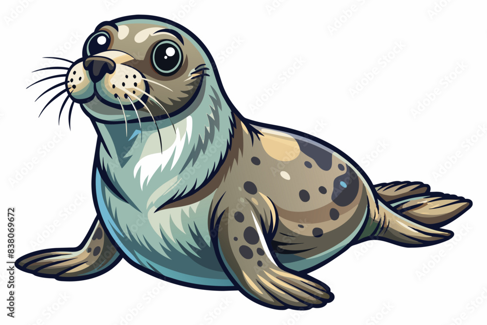 Cartoon illustration of a cute seal isolated on white background ...