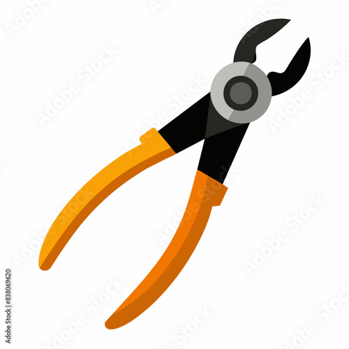 Orange and black pliers illustration isolated on a white background. concept of hand tools, construction, and repair. print, icon, logo, design element for engineering and diy projects.
