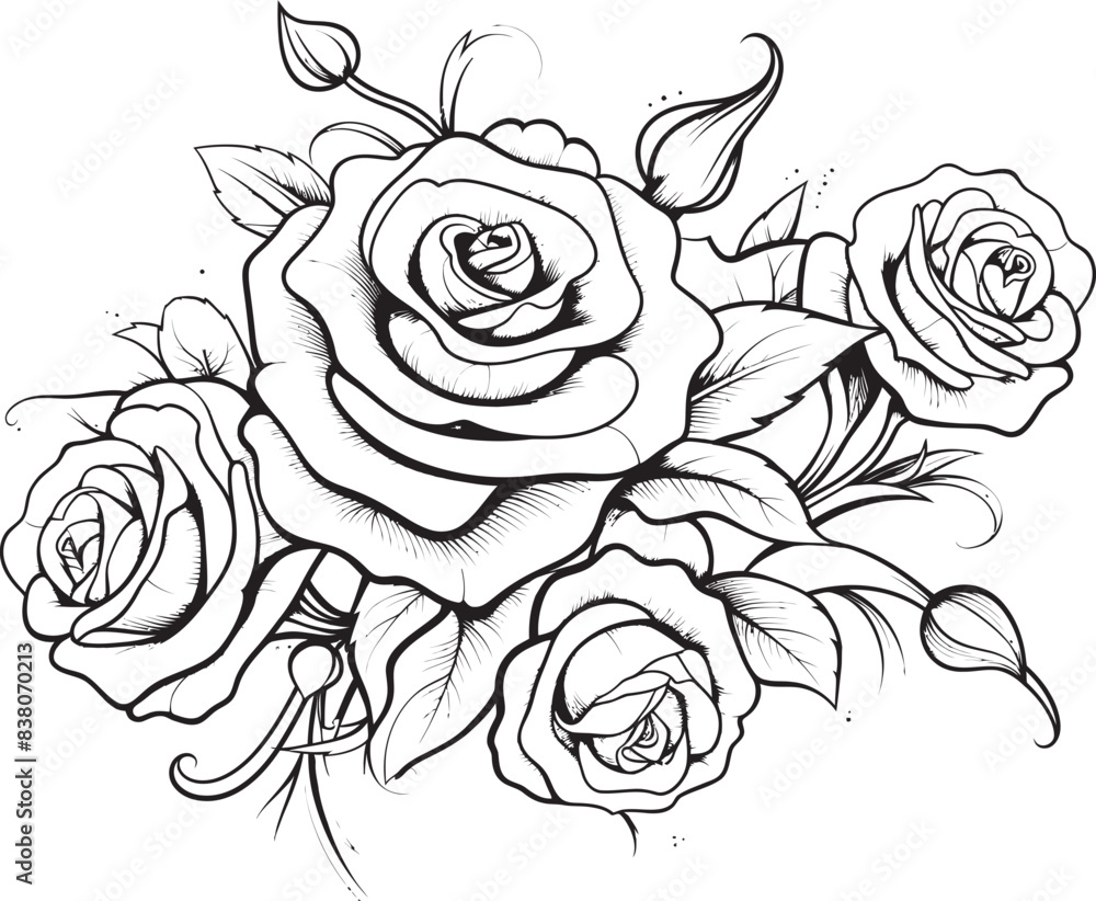 custom made wallpaper toronto digitalSimple Rose Bouquet Outline Graphic Design Minimalist Floral Symbol Stylish Emblem of Roses