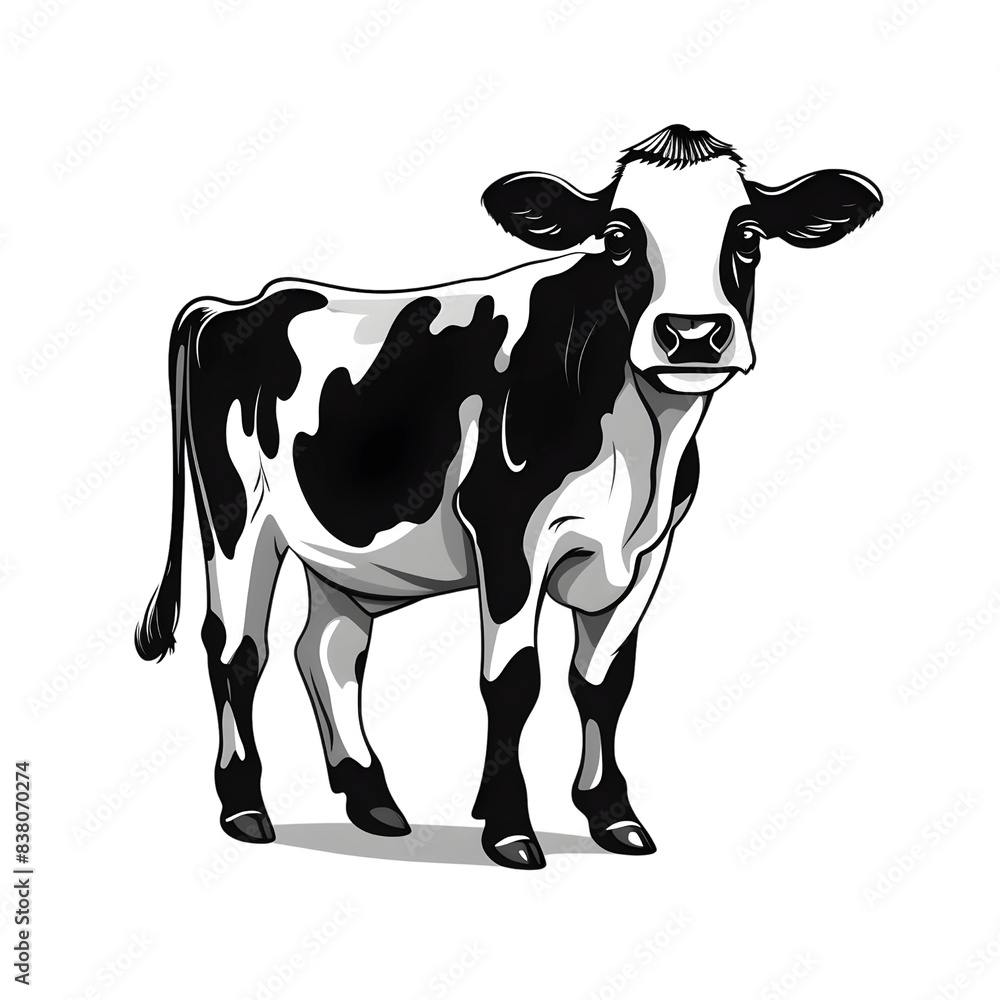 Fototapeta premium black and white cow