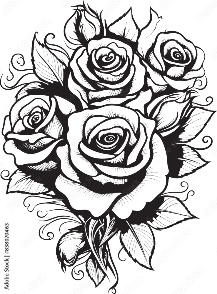 custom made wallpaper toronto digitalSleek Outline of Roses Modern Emblem Abstract Floral Icon Elegant Rose Design