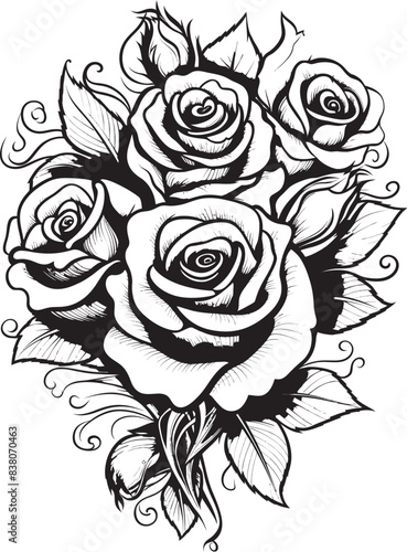 Wallpaper Mural Sleek Outline of Roses Modern Emblem Abstract Floral Icon Elegant Rose Design Torontodigital.ca
