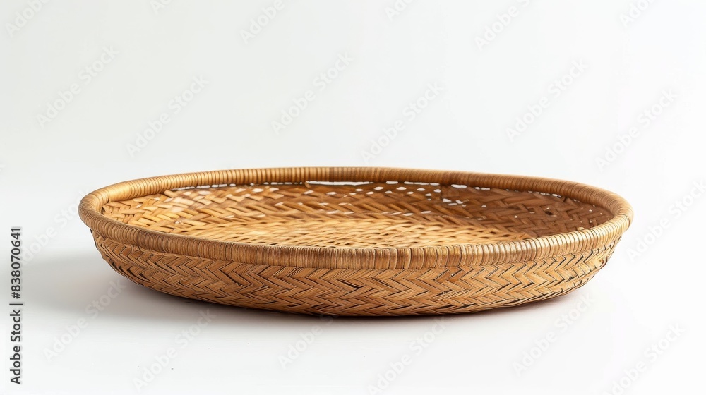 Single rattan basket tray displayed on white background Single rattan basket tray displayed on white background