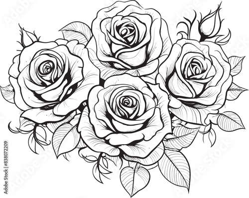 Wallpaper Mural Linear Floral Emblem Modern Symbol Simple Rose Symbol Graphic Bouquet Torontodigital.ca