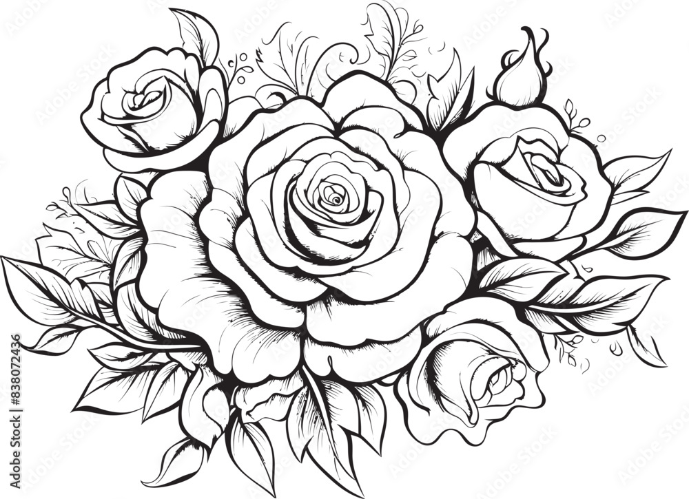 custom made wallpaper toronto digitalSimple Rose Bouquet Icon Graphic Emblem Sleek Outline of Roses Modern Emblem