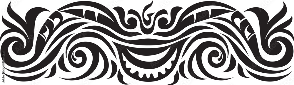 Naklejka premium Polynesian Icon Tattoo Emblem Tribal Stripe Design Polynesian Ethnic Emblem