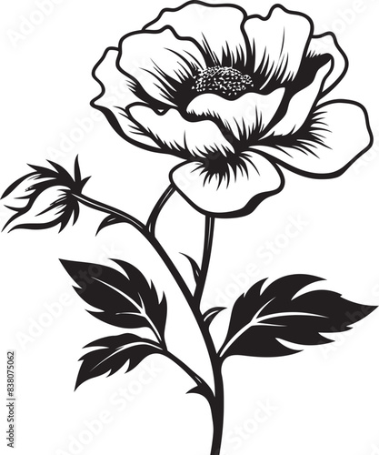 Graceful Prairie Flower Emblem Botanical Logo Chic Prairie Rose Icon Creative Symbol