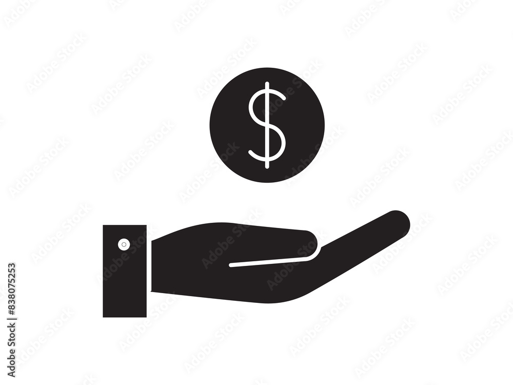 Coin on hand, money icon for business. Simple symbol line flat design. Coin on hand, money icon for business. Simple symbol line flat design.