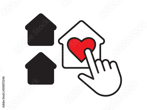 Icon a house representation, isolated against a clean background. This simple vector symbol evokes a sense of warmth and security, embodying the concept of home.