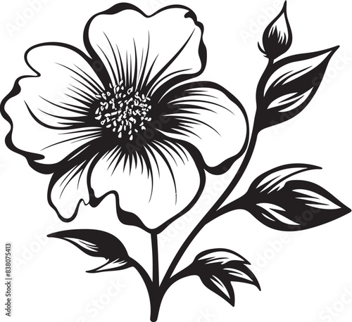 Minimalistic Floral Icon Prairie Rose Design Stylized Prairie Flower Symbolic Emblem