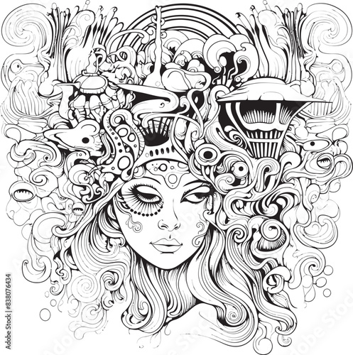 Psychedelic Reveries Nightmare Coloring Book and Iconic Design Phantom Frenzy Psychedelic Nightmare Coloring and Icon Design