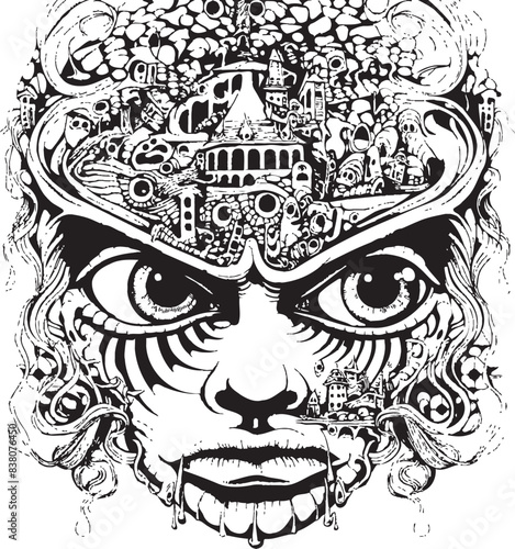 Mystic Nightmares Psychedelic Coloring Book and Icon Design Neon Nightmares Psychedelic Nightmare Graphic Art and Design